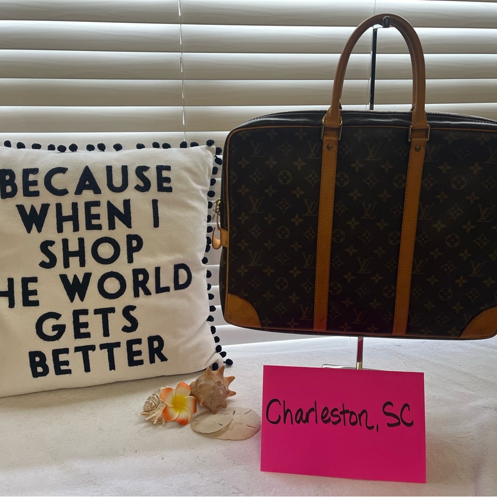 Louis Vuitton Monogram Briefcase with Leather Accents